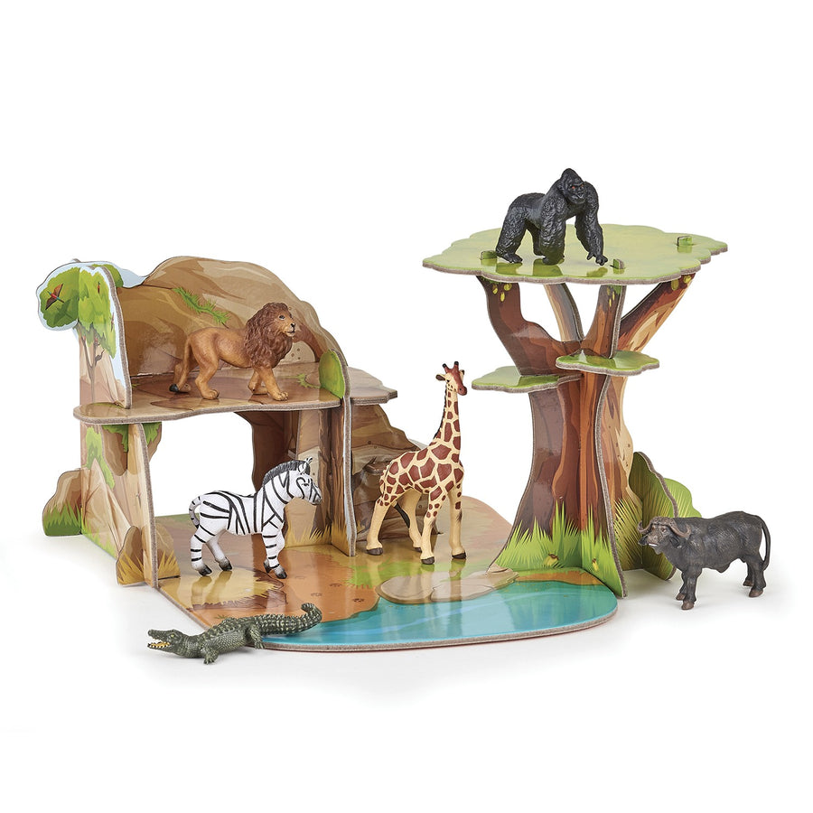 Mini Savane Papo en carton renforcé, Collection MINI PAPO, jouet éducatif idéal pour enfants