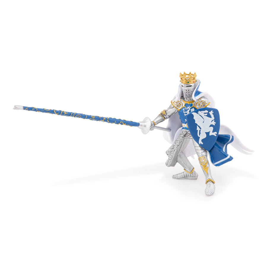 Roi au dragon bleu Papo en PVC, Collection Médiéval, jouet éducatif idéal pour enfants et collectionneurs