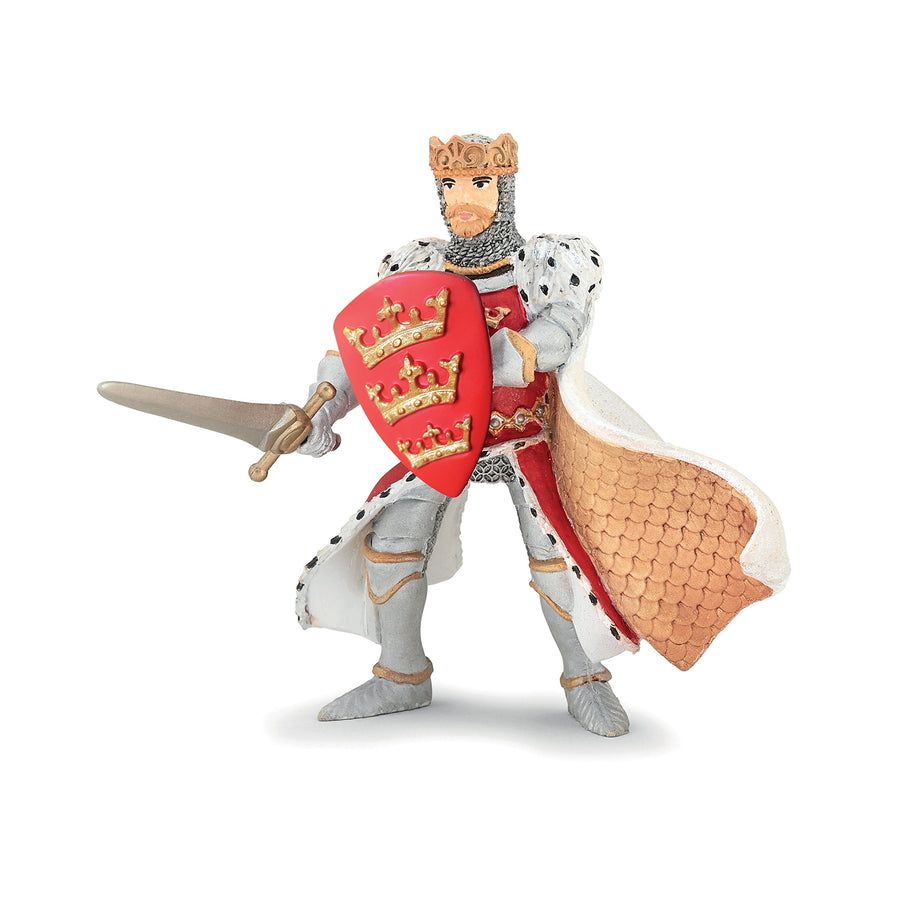 Roi Arthur rouge Papo en PVC, Collection Médiéval, jouet éducatif idéal pour enfants et collectionneurs