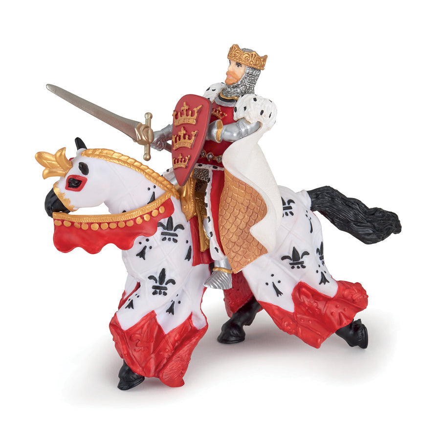 Roi Arthur rouge Papo en PVC, Collection Médiéval, jouet éducatif idéal pour enfants et collectionneurs