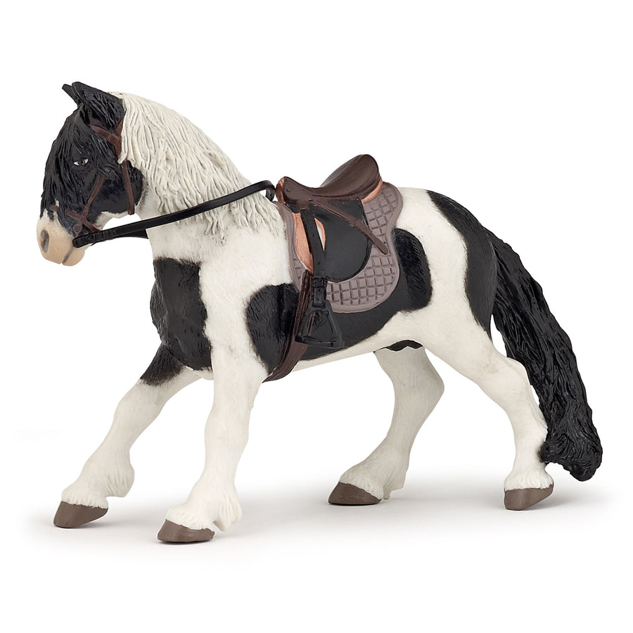 Figurine Poney avec selle Papo en PVC, Collection chevaux, jouet éducatif idéal pour enfants et collectionneurs