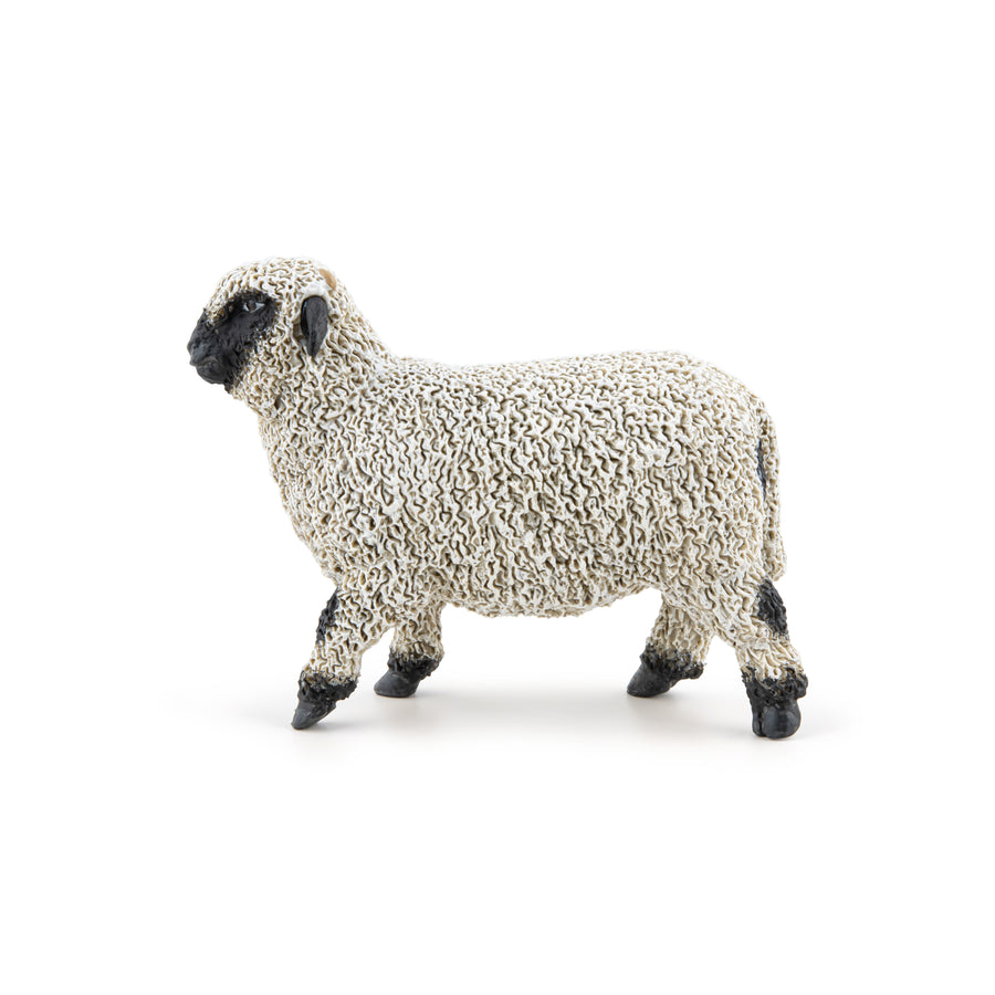 Mouton nez noir du Valais Papo en PVC, Collection Vie à la ferme, jouet éducatif idéal pour enfants et collectionneurs