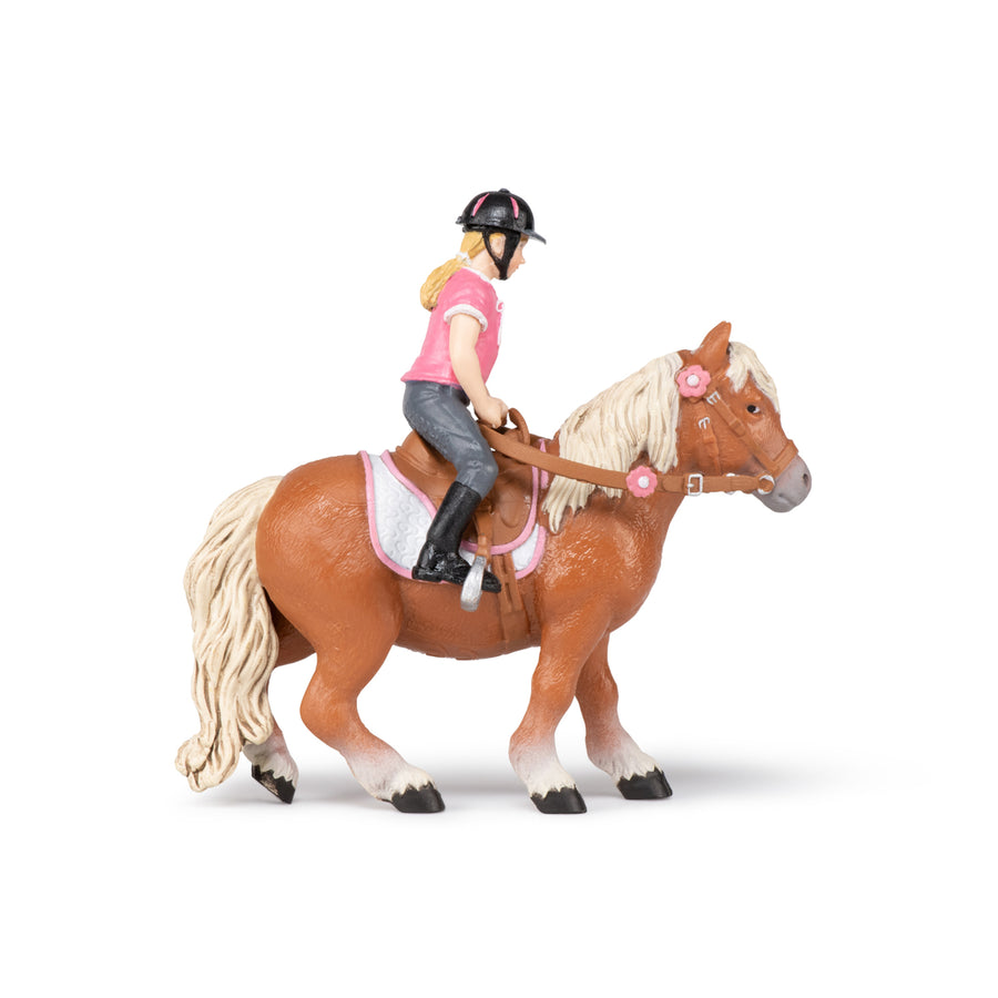 Figurine Poney Shetland avec selle Papo en PVC, Collection chevaux, jouet éducatif idéal pour enfants et collectionneurs